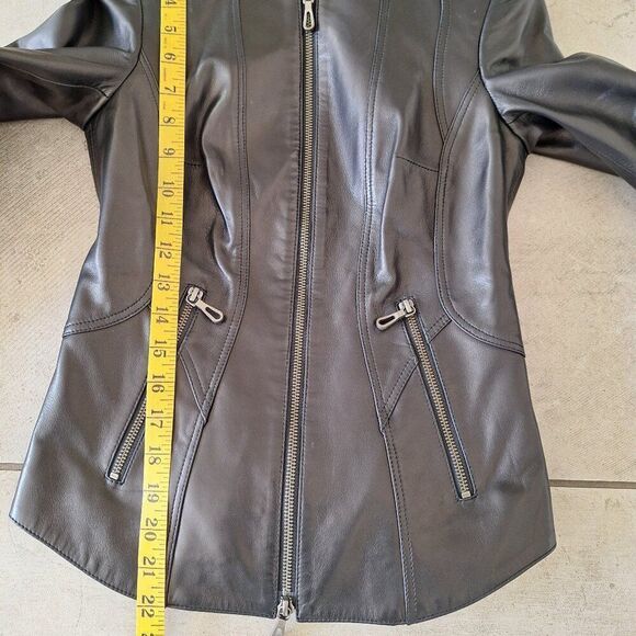 Akris Punto Black  Leather Moto Jacket size 2 - Picture 7 of 9